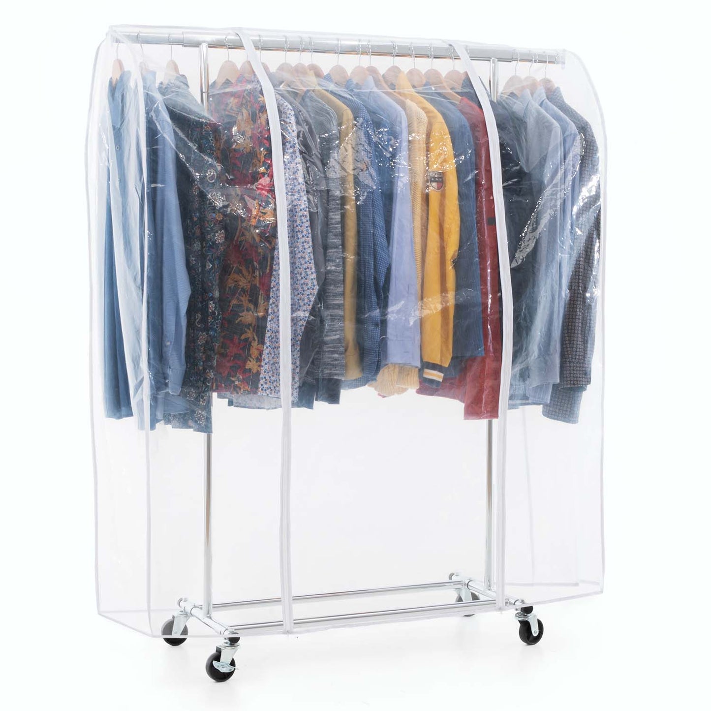 Tatkraft Danko & Anwalt - Appendiabiti con ruote + Сopri stand appendiabiti, Portata Fino 100kg, Stender Appendiabiti, 91-130x45x160cm Acciaio Cromato
