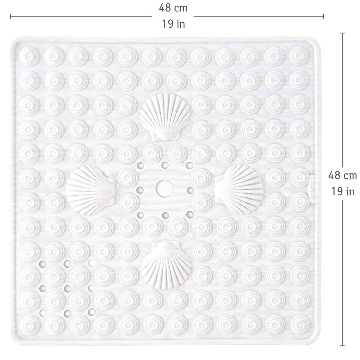 Tappeto antiscivolo per doccia, 48x48 cm, resistente alla muffa, lavabile in lavatrice, bianco, Tatkraft Shell, 5