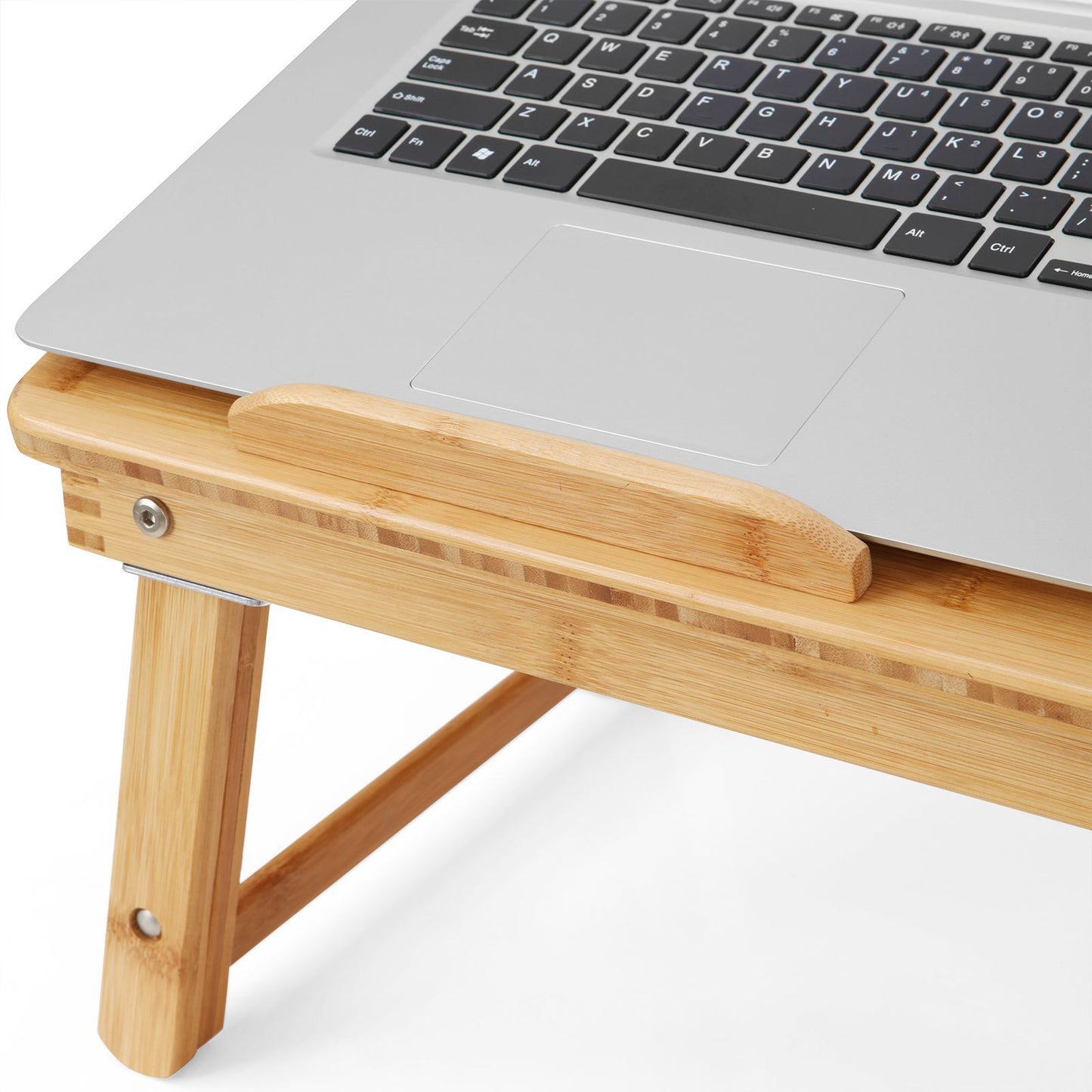 Supporto PC, in Bambù, Porta PC Portatile, Vassoio da Letto, per Laptop, 5 Angoli, Piccolo Cassetto, Naturale, Songmics, 1