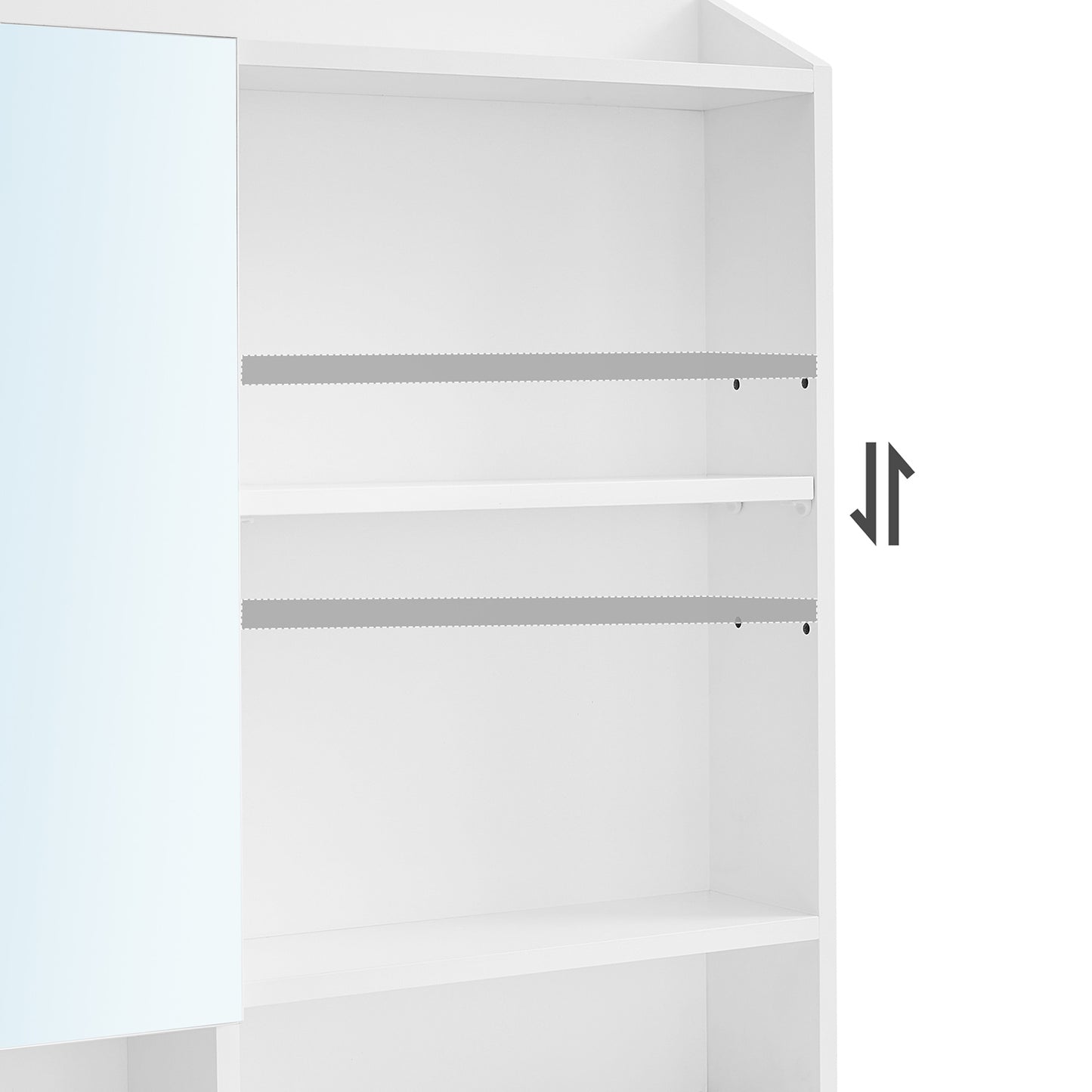 Toeletta trucco, Toeletta, Tavolo trucco, con armadietto specchiera e cassetto, Ripiani regolabili, Bianco, Vasagle, 4