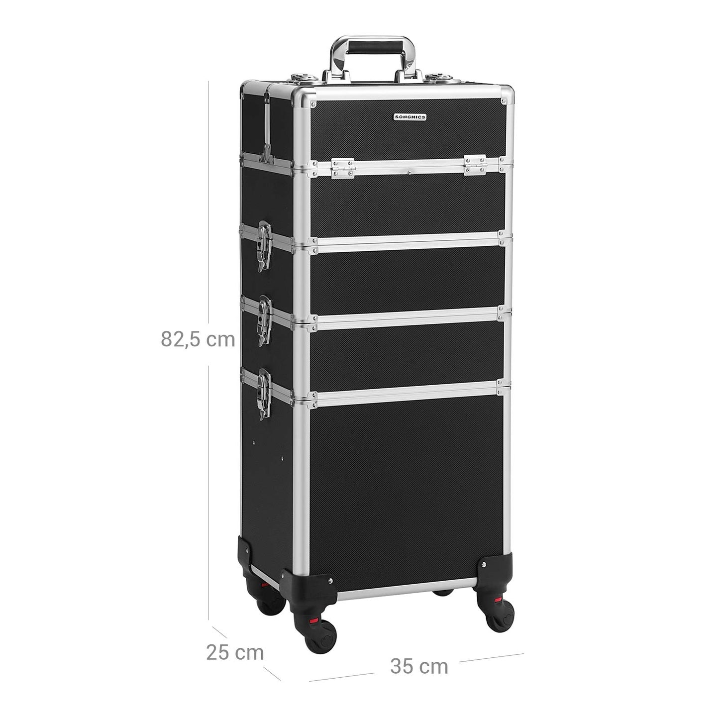 Valigetta trucchi, Valigia porta trucchi 4 in 1, Grande, Trolley Make Up, con Serratura, Nero, Songmics, 5
