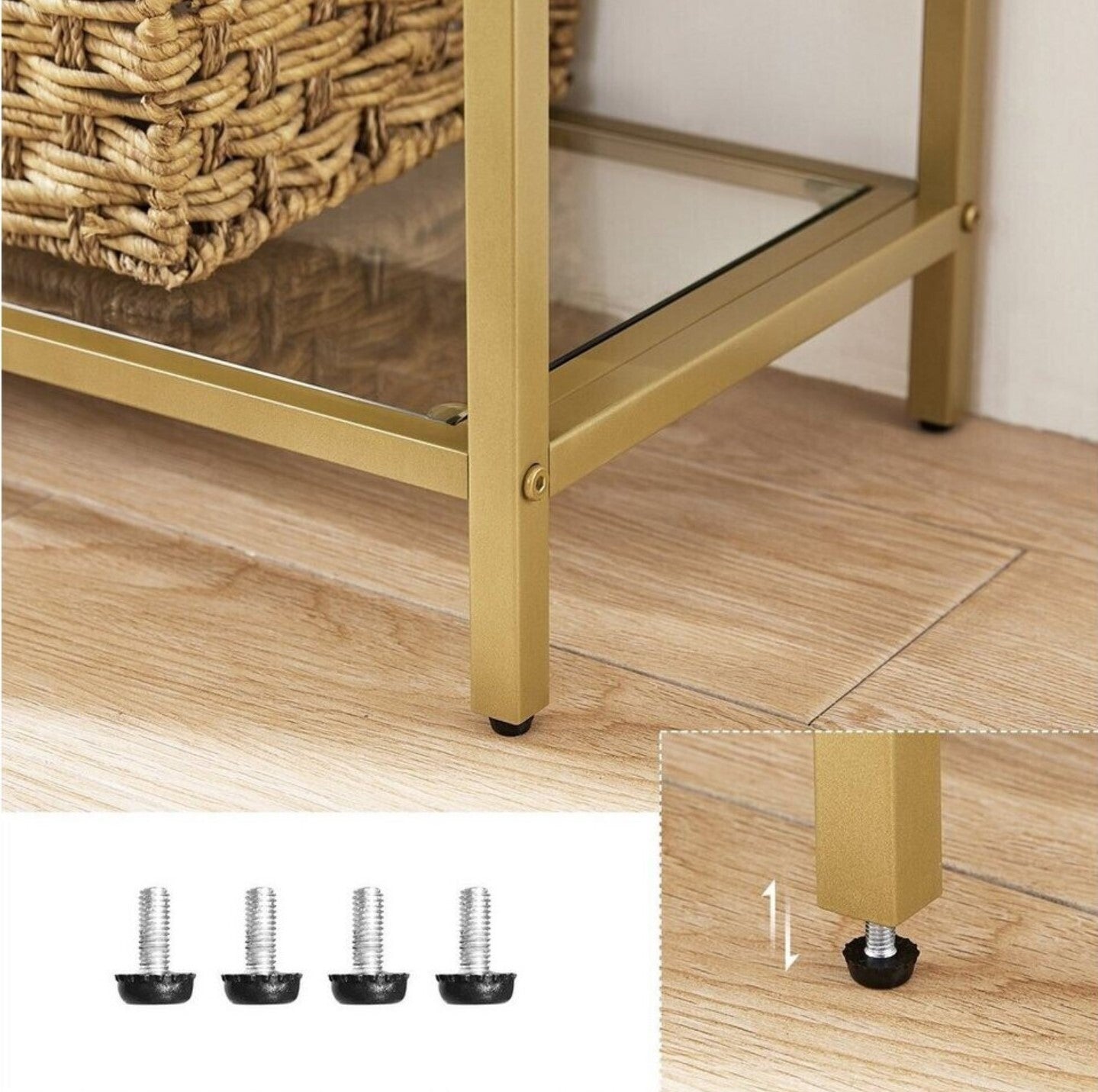 Libreria, Libreria con 5 ripiani, Libreria Dorata, in Vetro Temperato, Struttura in Metallo, Color oro, Vasagle, 8