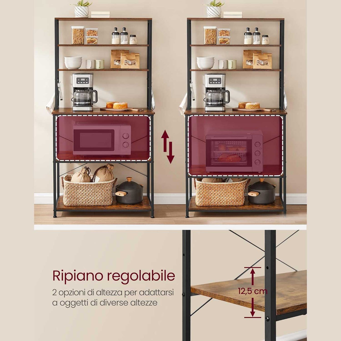 Scaffale Metallo, Scaffale Cucina, 6 ripiani, VASAGLE, 4