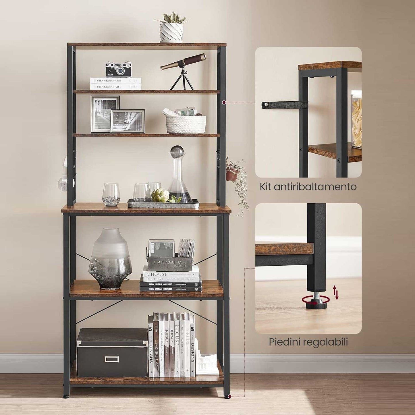 Scaffale Metallo, Scaffale Cucina, 6 ripiani, VASAGLE, 6
