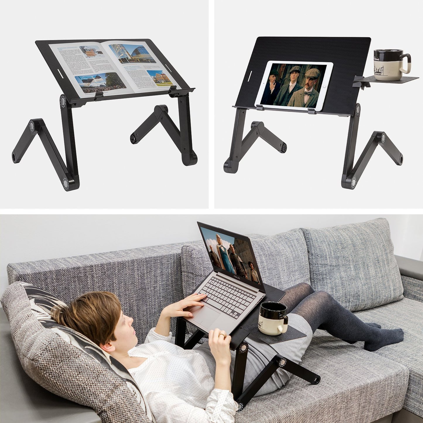 WonderWorker Einstein - Tavolino Porta Laptop, in Alluminio, Regolabile e Pieghevole, 7