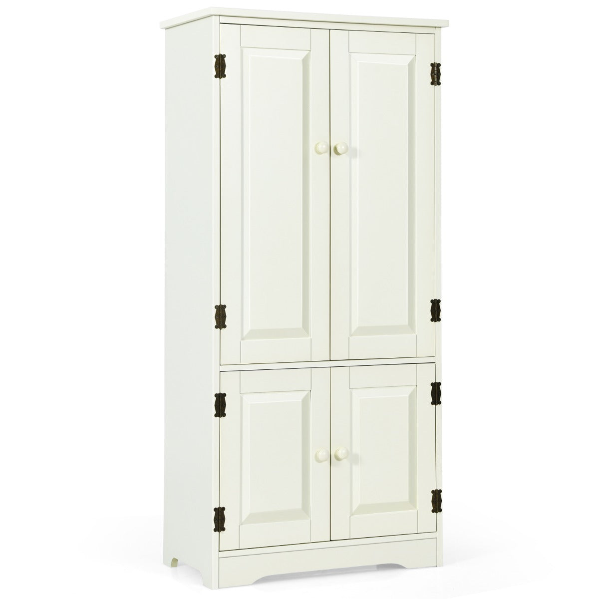 Armadio, Armadio verticale a doppia anta con mensola regolabile, Organizer di legno, Beige, Costway, 1