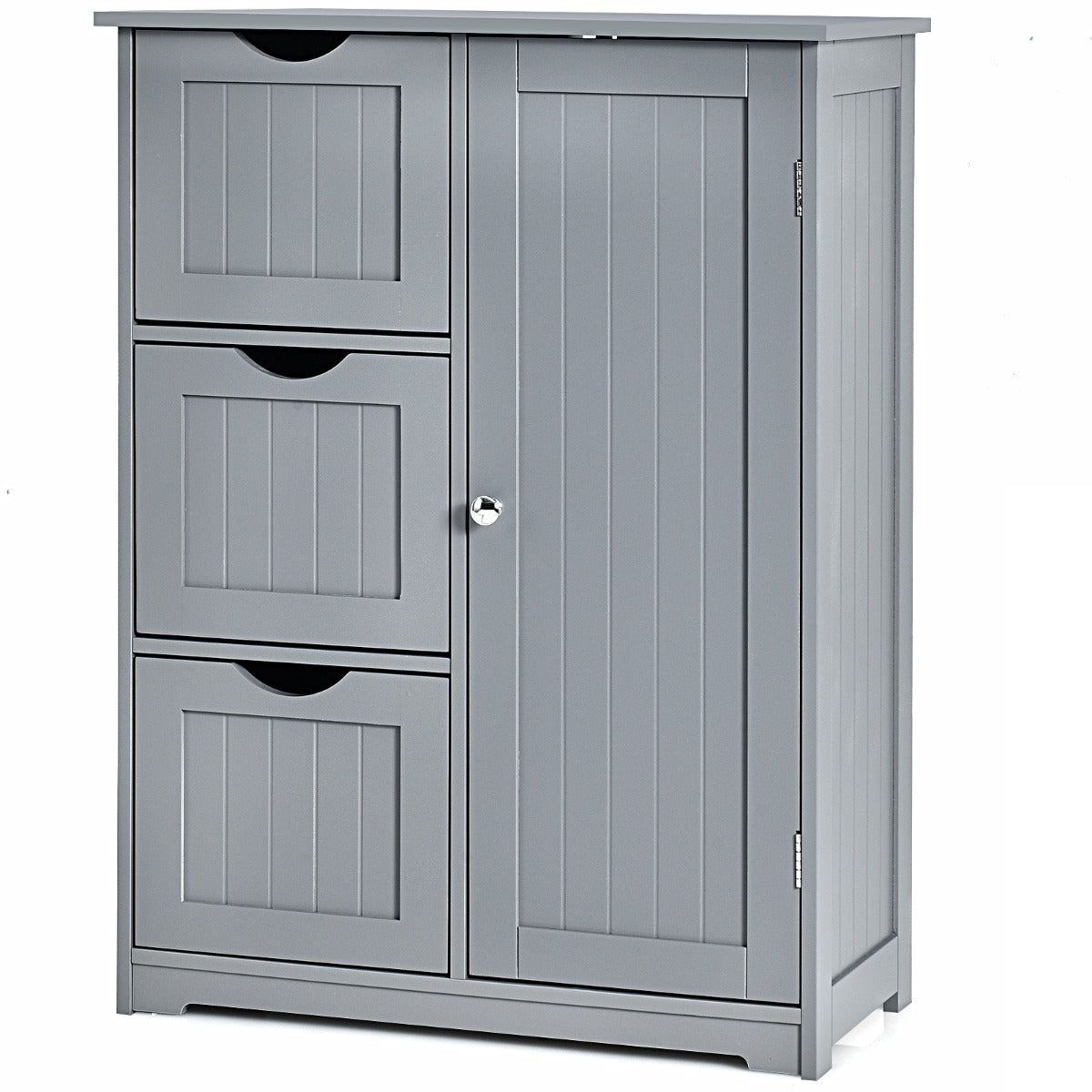 Armadietto bagno, Mobiletto bagno salvaspazio, Armadio bagno, Armadietto di stoccaggio con 3 cassetti, Grigio, Costway, 1