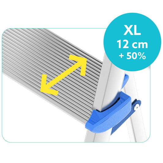 Scaletta, 7 gradini, Scala a Pioli, Scaletta alluminio, Gradino extra large 12cm, con vassoio portaoggetti, Colombo ATLANTICA , 2