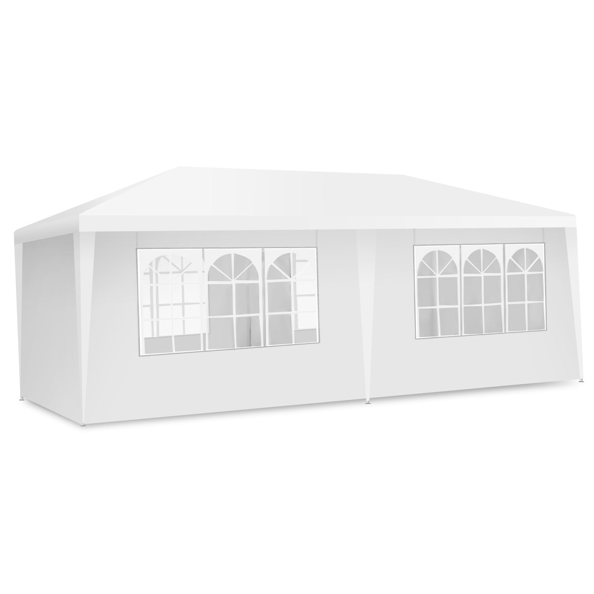 Gazebo giardino, 3x6m, Tendapro, Gazebo esterno, 4 tende laterali rimovibili e 2 porte con cerniera, Bianco, Costway, 1