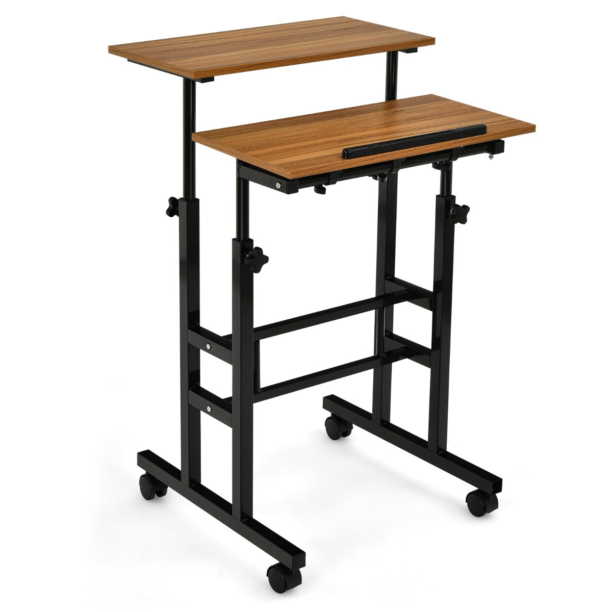 Mobile scrivania, Scrivania PC, Scrivania ufficio, Tavolo con ruote, regolabile in altezza Noce, Costway, 1