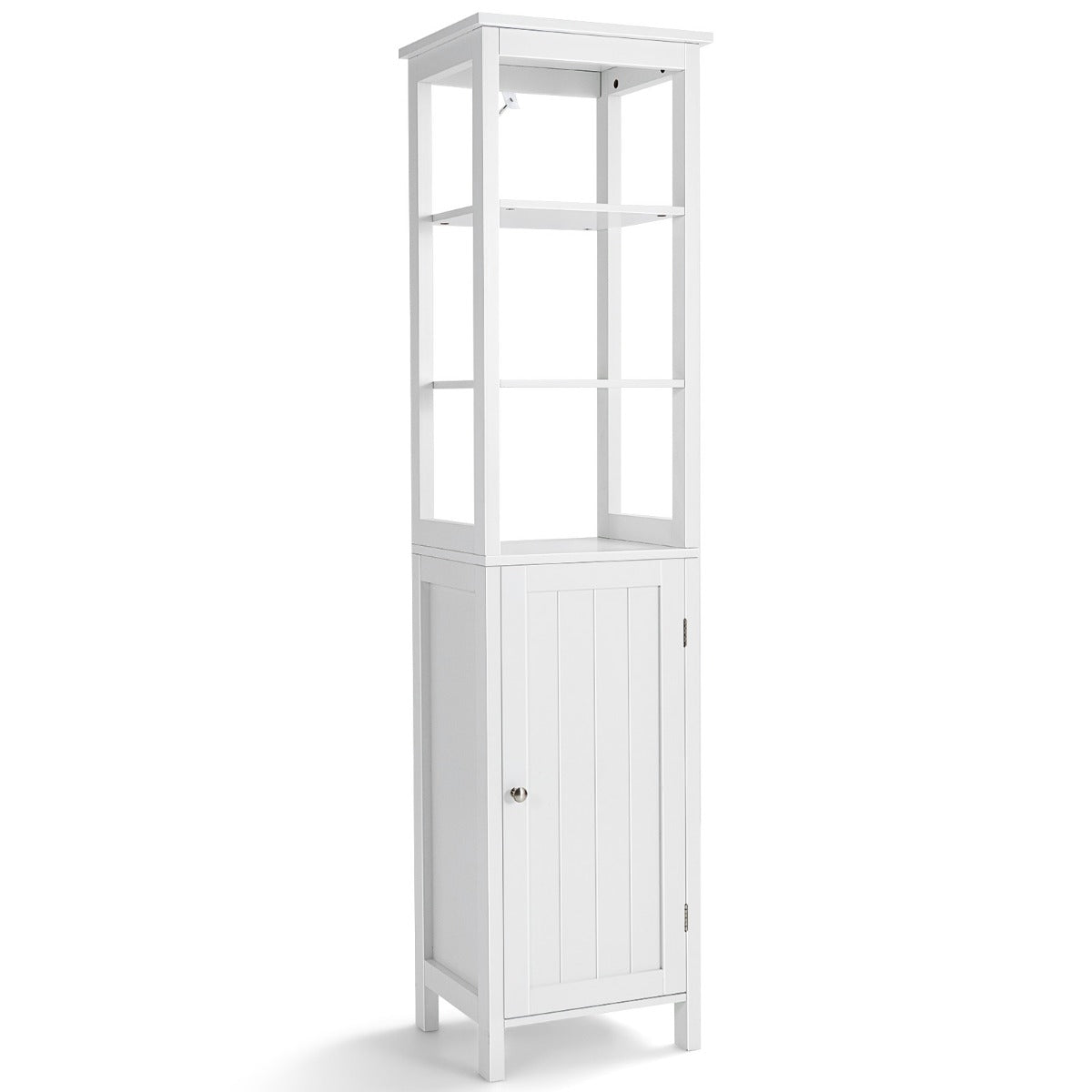 Mobiletto bagno salvaspazio, Armadio bagno, ripiano a 3 livelli, Colonna bagno salvaspazio, 3 posizioni Bianco, Costway, 1