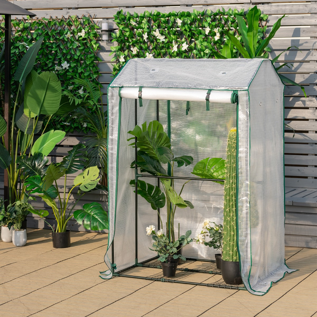 Serra da giardino, accessibile con struttura in acciaio, Serra con 2 porte a cerniera copertura in PE, Bianco, Costway, 3