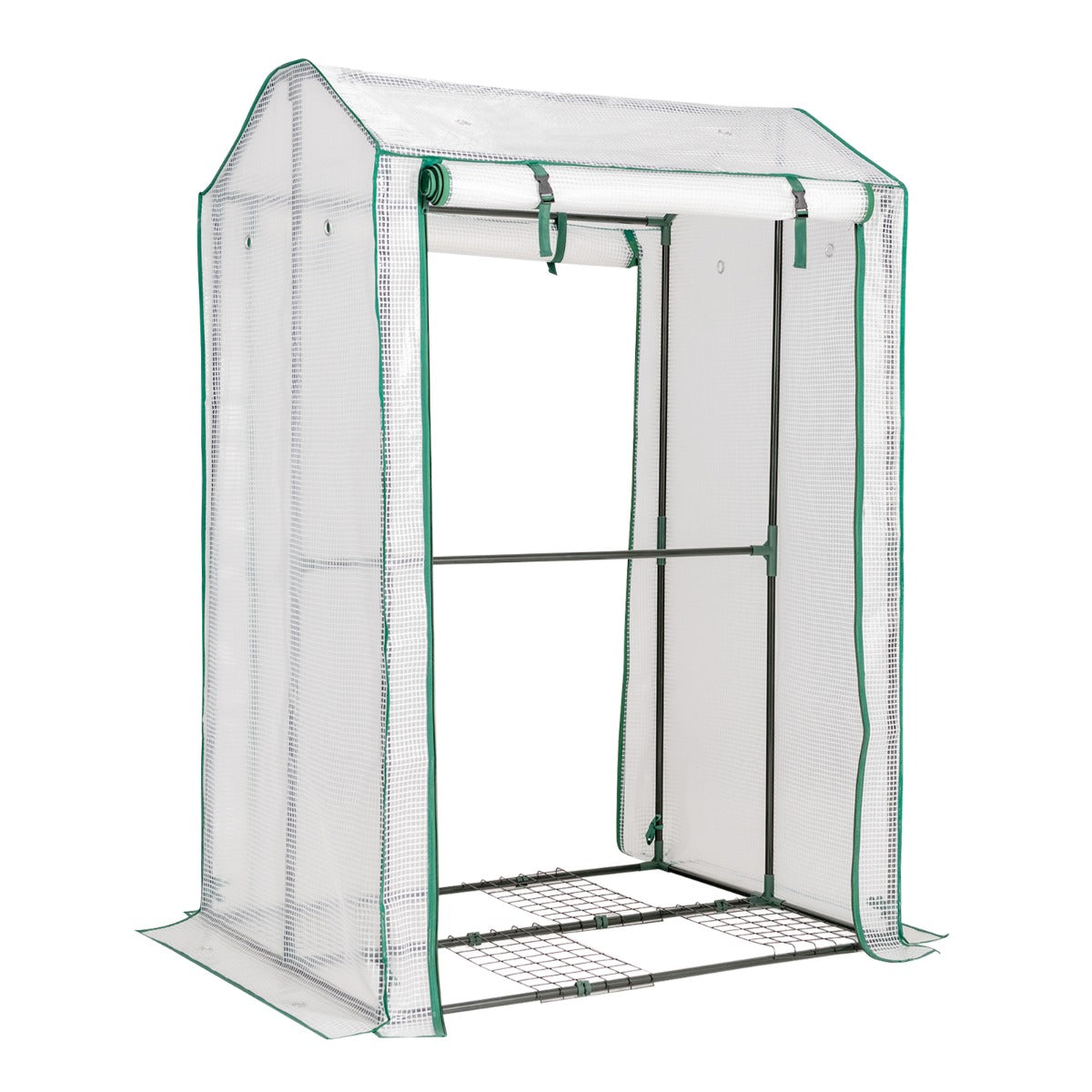 Serra da giardino, accessibile con struttura in acciaio, Serra con 2 porte a cerniera copertura in PE, Bianco, Costway, 1