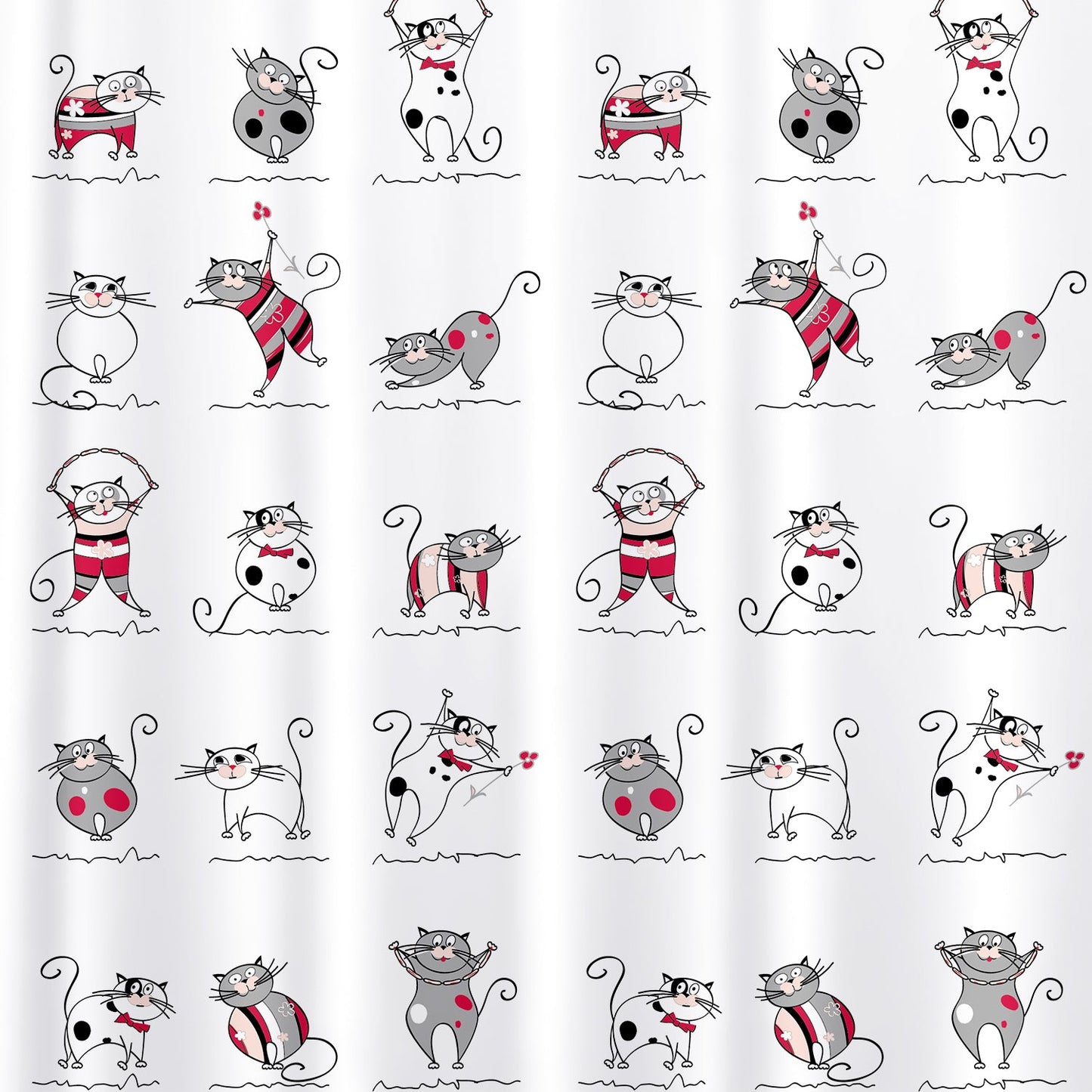 Tatkraft Funny Cats - Tenda da doccia in poliestere con rane divertenti, resistente alla muffa, impermeabile, 180X180 cm, 12 anelli doccia inclusi