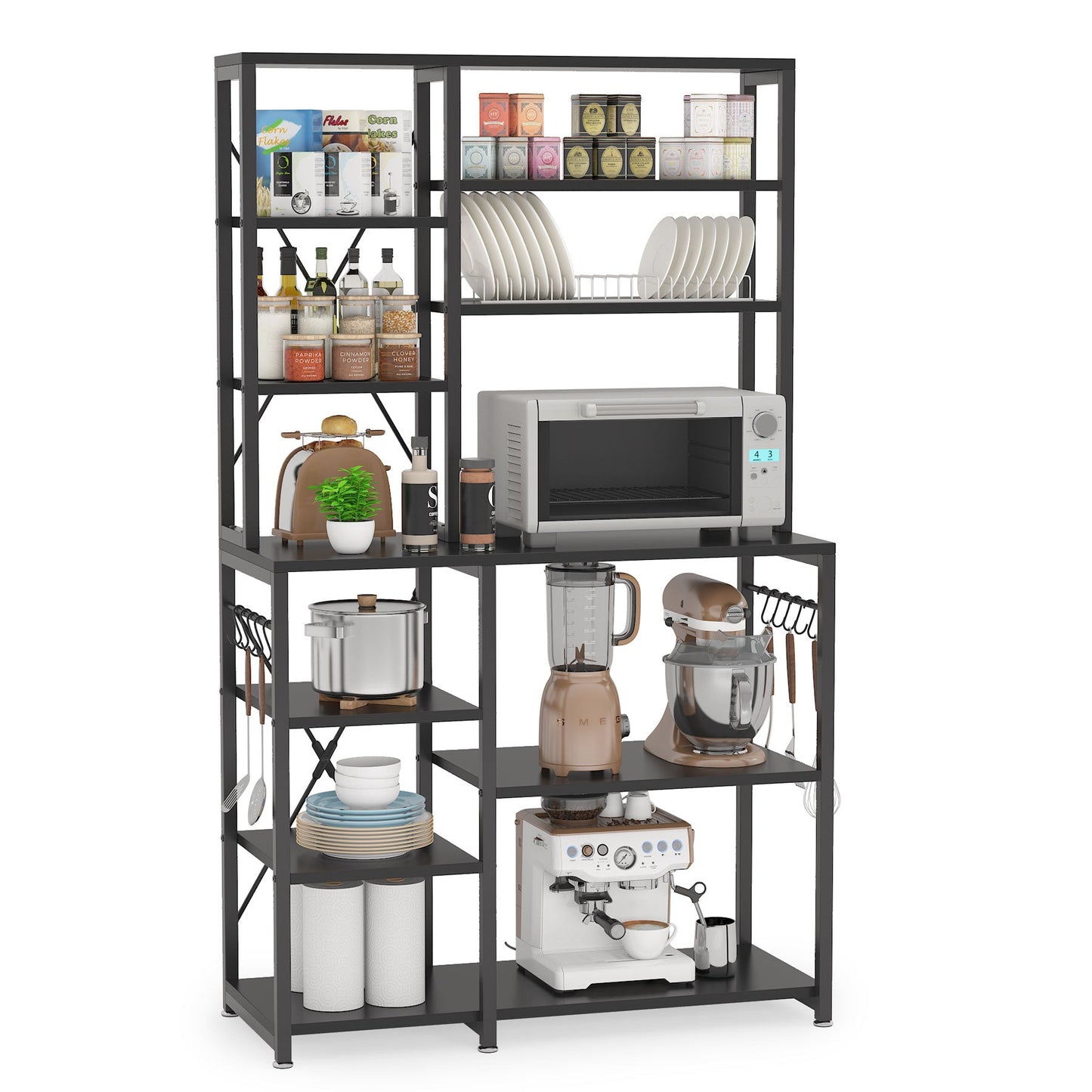 Tribesigns, scaffale da cucina a 5, 6 ripiani con 10 ganci, struttura in metallo, 2