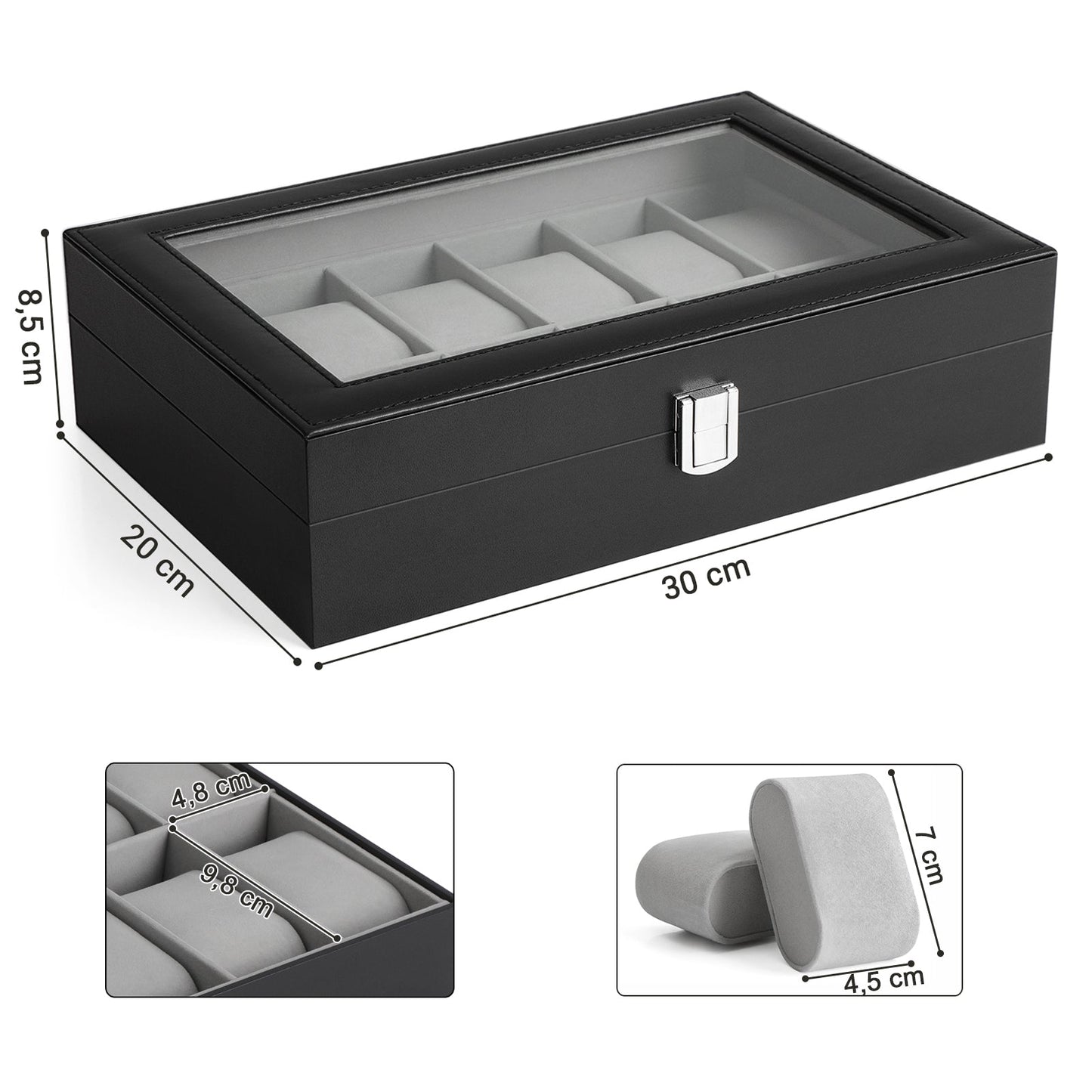 Porta Orologi, con 12 Scomparti, SONGMICS, 4