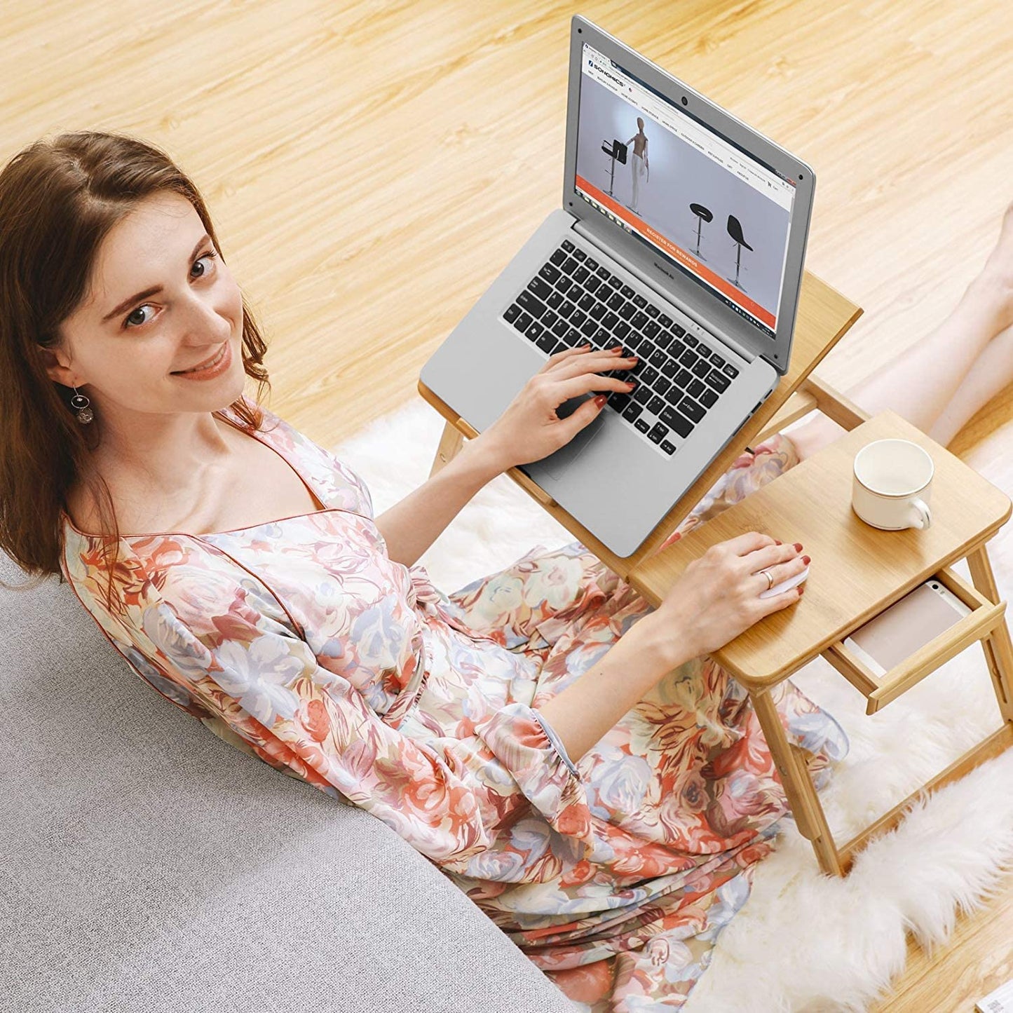 vassoio da letto, supporto per notebook, in bambù