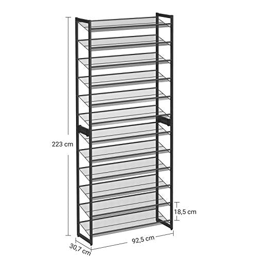 Scarpiera, 12 Ripiani, Scarpiera Salvaspazio, Scaffale Portascarpe, Scaffale per Scarpe, Scarpiera da Ingresso, SONGMICS, 7