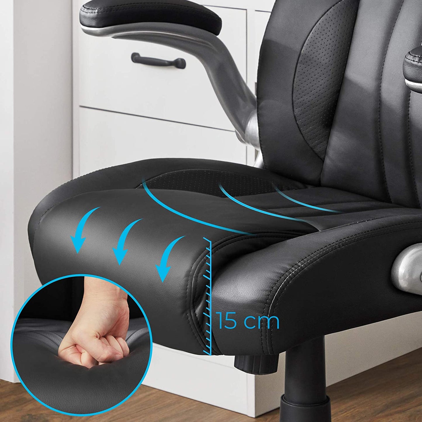 Songmics, sedia da ufficio con braccioli, 1