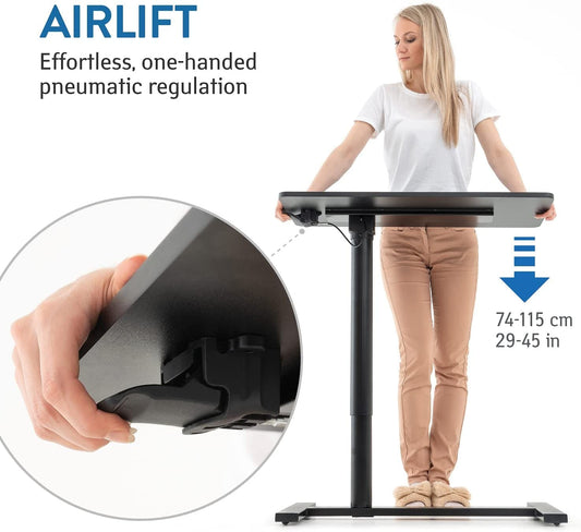 Scrivania mobile per pc, regolazione pneumatica dell'altezza, Tatkraft Bliss