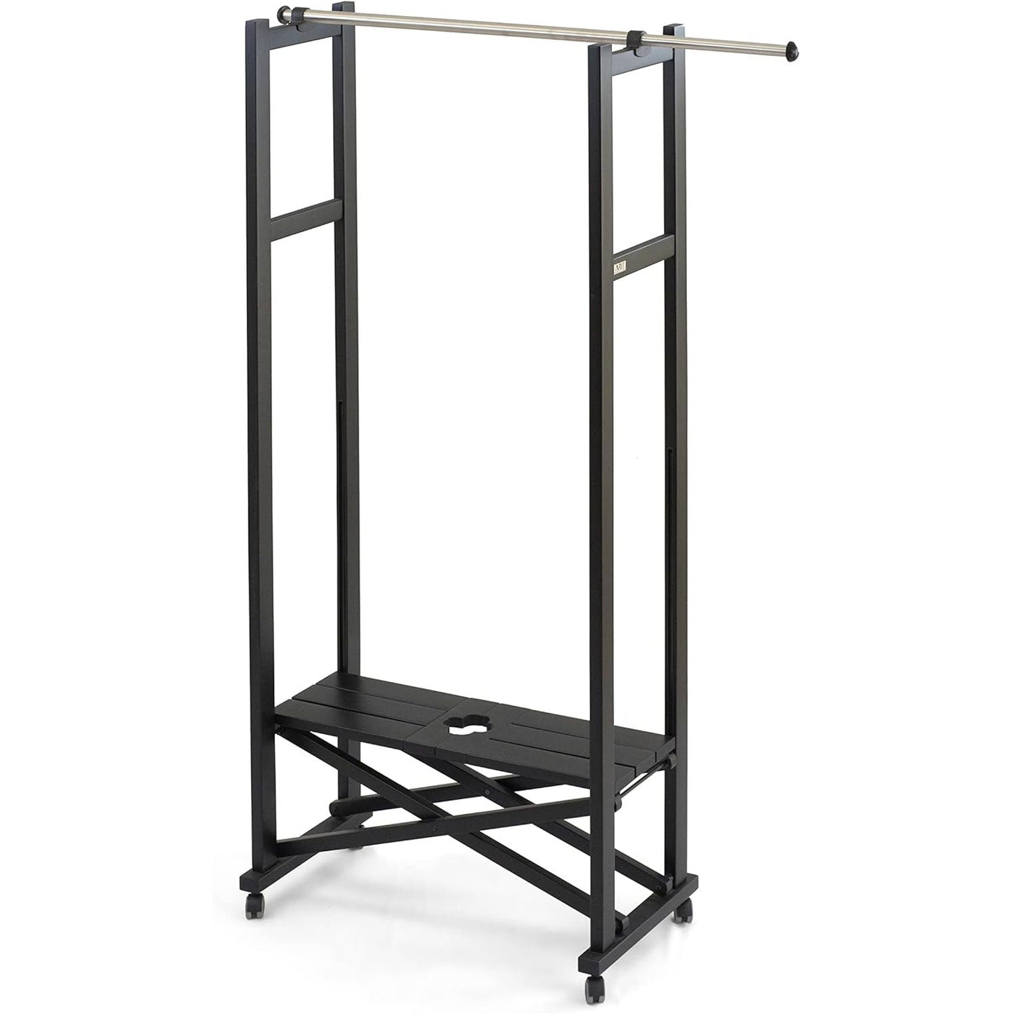 Appendiabiti in legno chiudibile allungabile finitura nero, Elios, 3