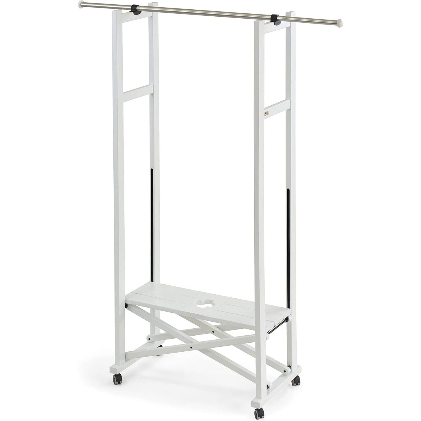 Appendiabiti in legno chiudibile allungabile finitura bianco, Elios, 3