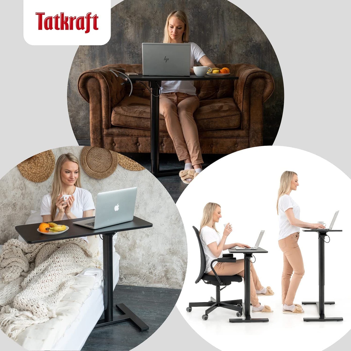 Tavolo per Laptop, Regolabile in Altezza, con Ruote, per un lavoro confortevole