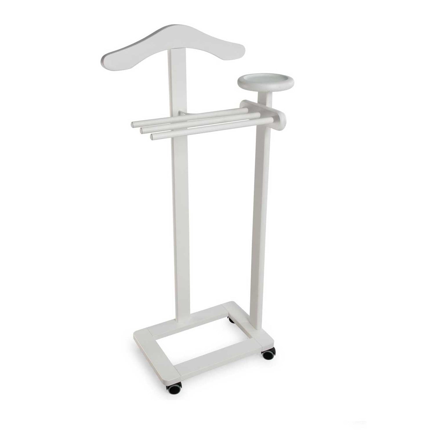 Servomuto, Indossatore ANTIMO, Composto da 1 gruccia, 3 portapantaloni e ripiano portaoggetti, Colore bianco laccato, ARIT, 2