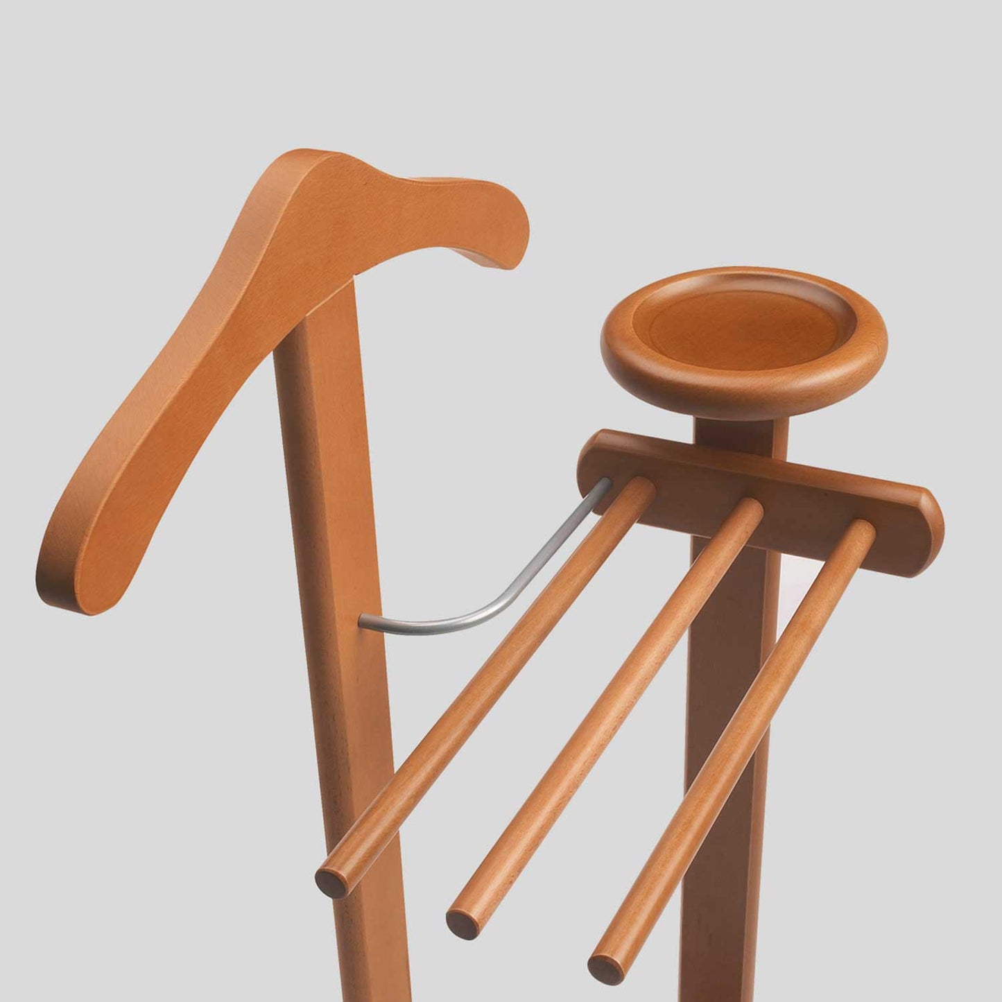 Servomuto, Indossatore ANTIMO, Composto da 1 gruccia, 3 portapantaloni e ripiano portaoggetti, Colore ciliegio, ARIT, 5