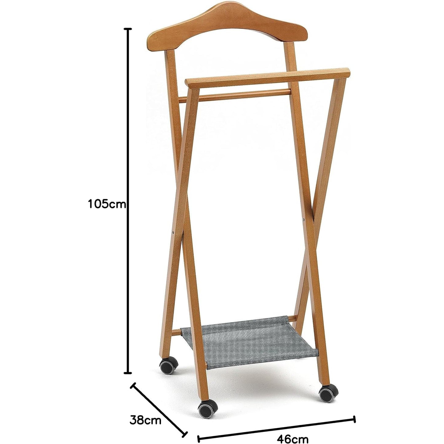 Servomuto, Indossatore NELSON, pieghevole, composta da 1 gruccia, portapantaloni e ripiano per scarpe in textilene, ARIT, 7