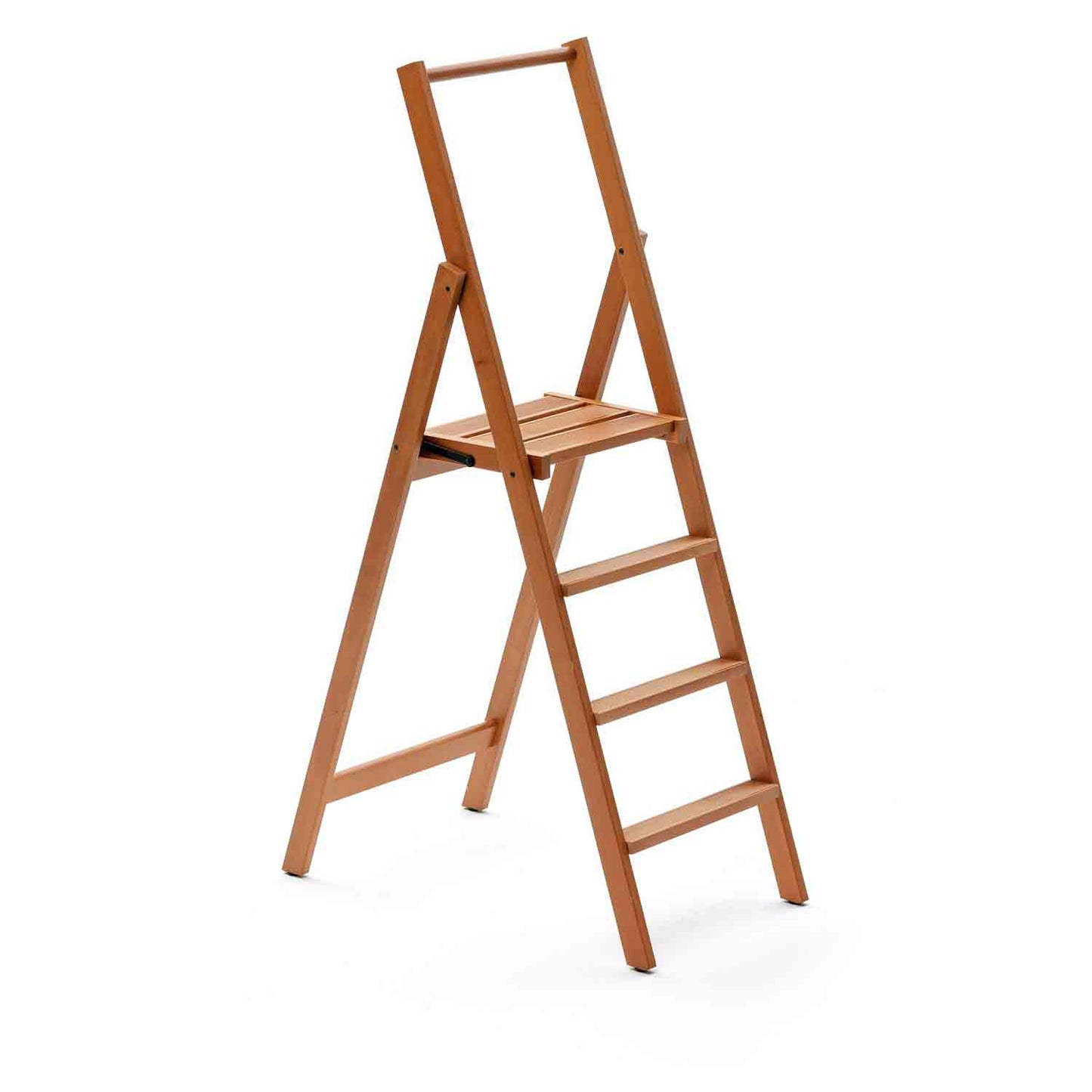 Scala KIMORA 4, gradini antiscivolo, ampia pedana, piedini alla base. - Colore ciliegio