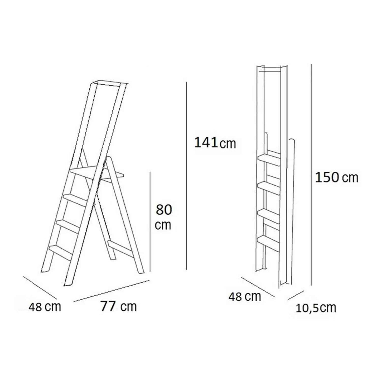 Scala Kimora 4 gradini antiscivolo ampia pedana piedini alla base colore ciliegio, Arit