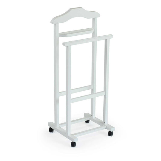 Servomuto, Indossatore MIRANO, Composto da 1 gruccia, portapantaloni e ripiano portaoggetti - Colore laccato bianco, ARIT, 2