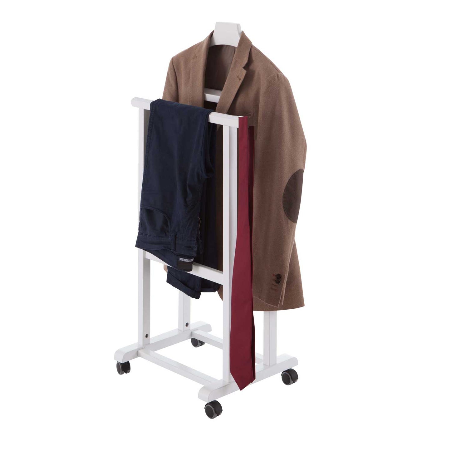 Servomuto, Indossatore MIRANO, Composto da 1 gruccia, portapantaloni e ripiano portaoggetti - Colore laccato bianco, ARIT, 1