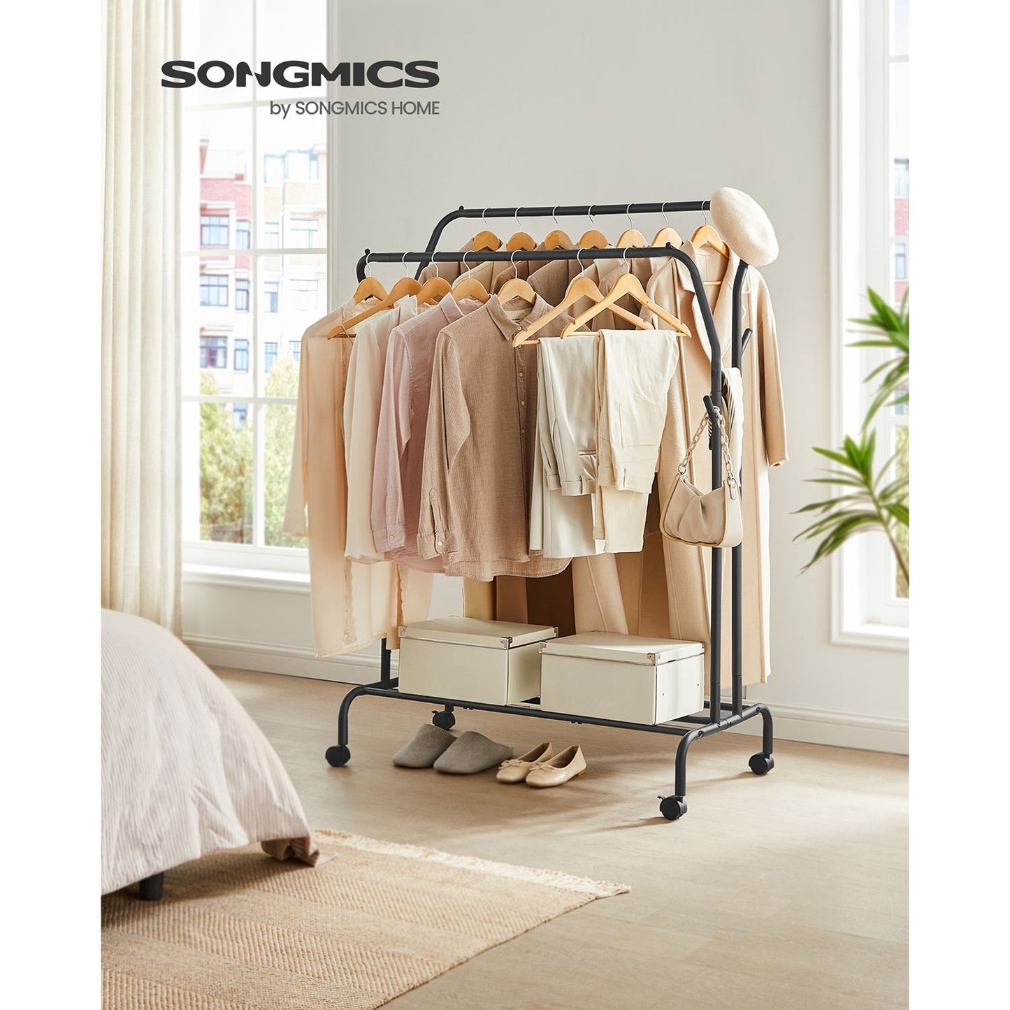 Songmics, stand appendiabiti doppio nero
