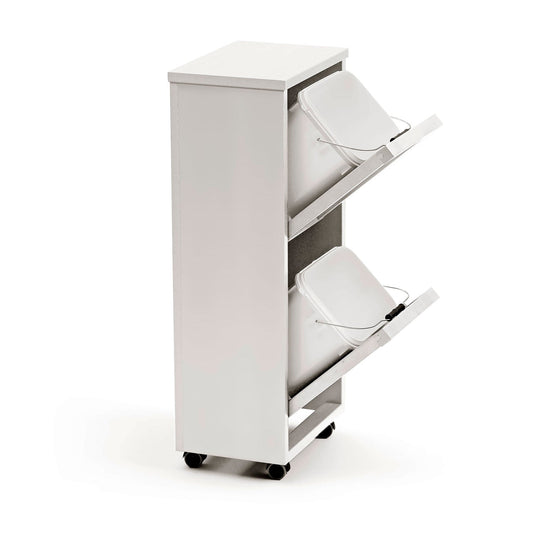 ARIT, Mobile raccolta differenziata, armadio raccolta differenziata, 2 cestini estraibili, mobiletto differenziata, bianco