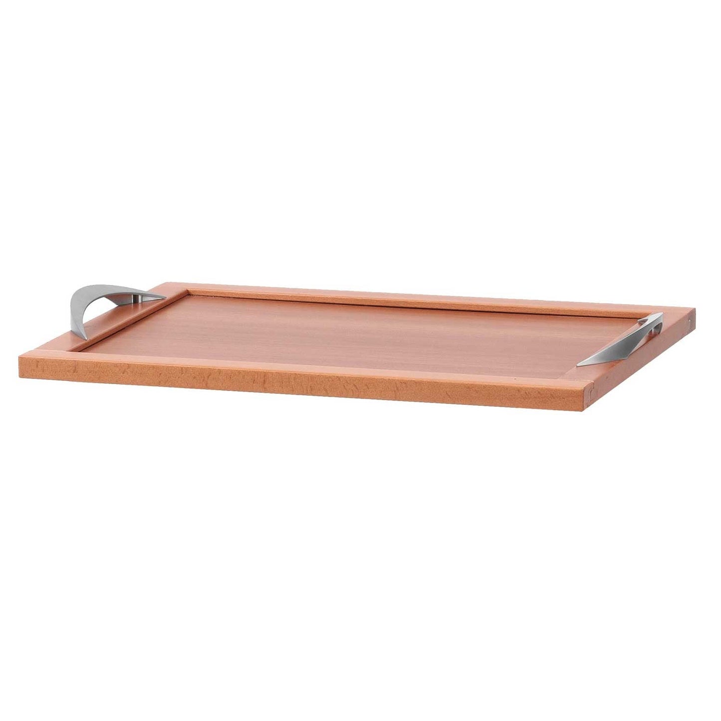 Vassoio cucina, Vassoio legno con maniglie in alluminio, vassoio da letto, colore ciliegio, DRINK