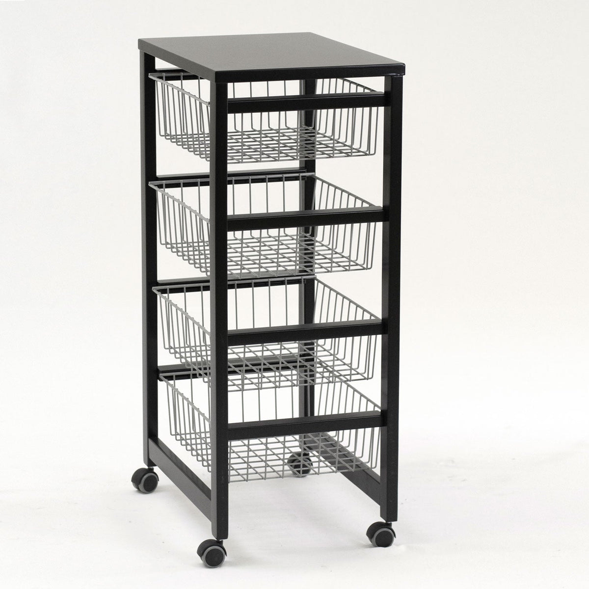 Carrello cucina, carrello cucina legno, carrello cucina salvaspazio 4 cestelli scorrevoli, Nero, GINGERONE - ARIT