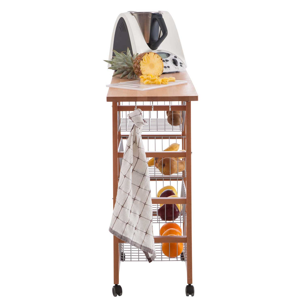 Carrello cucina, carrello cucina legno, carello salvaspazio, piano di lavoro apribile, ciliegio, GASTONCINO - ARIT