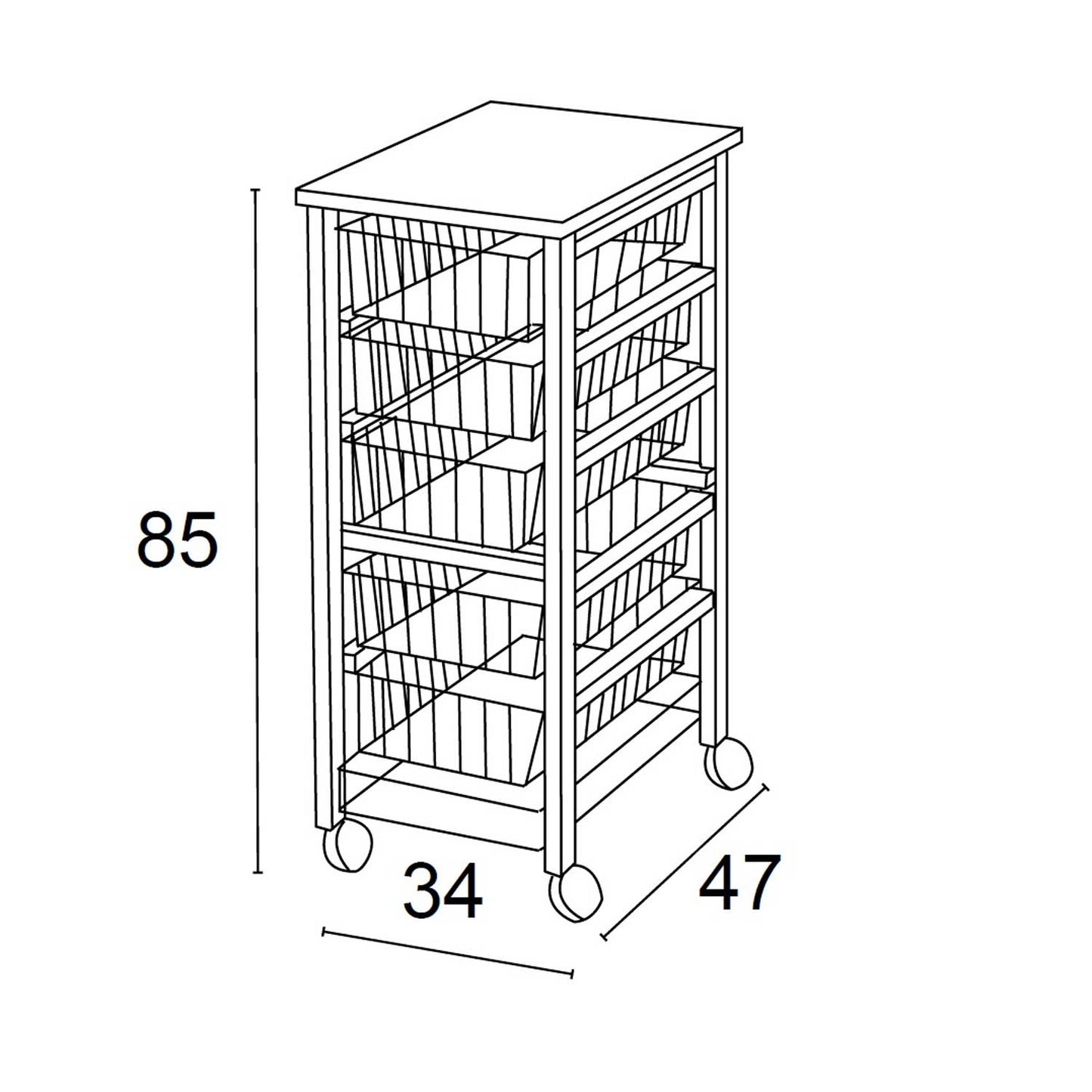 Carrello cucina, carrello cucina legno, piano di lavoro, cestelli scorrevoli, carrello cucina salvaspazio, ciliegio, ARIT, 1