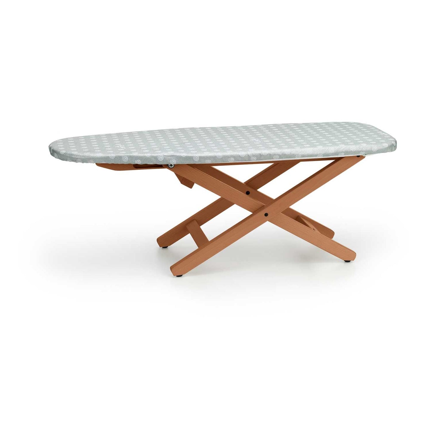 Asse da stiro MINISTYRO, Asse da stiro da tavolo, pieghevole, regolabile in altezza, piano di lavoro 82 x 33 cm, ciliegio