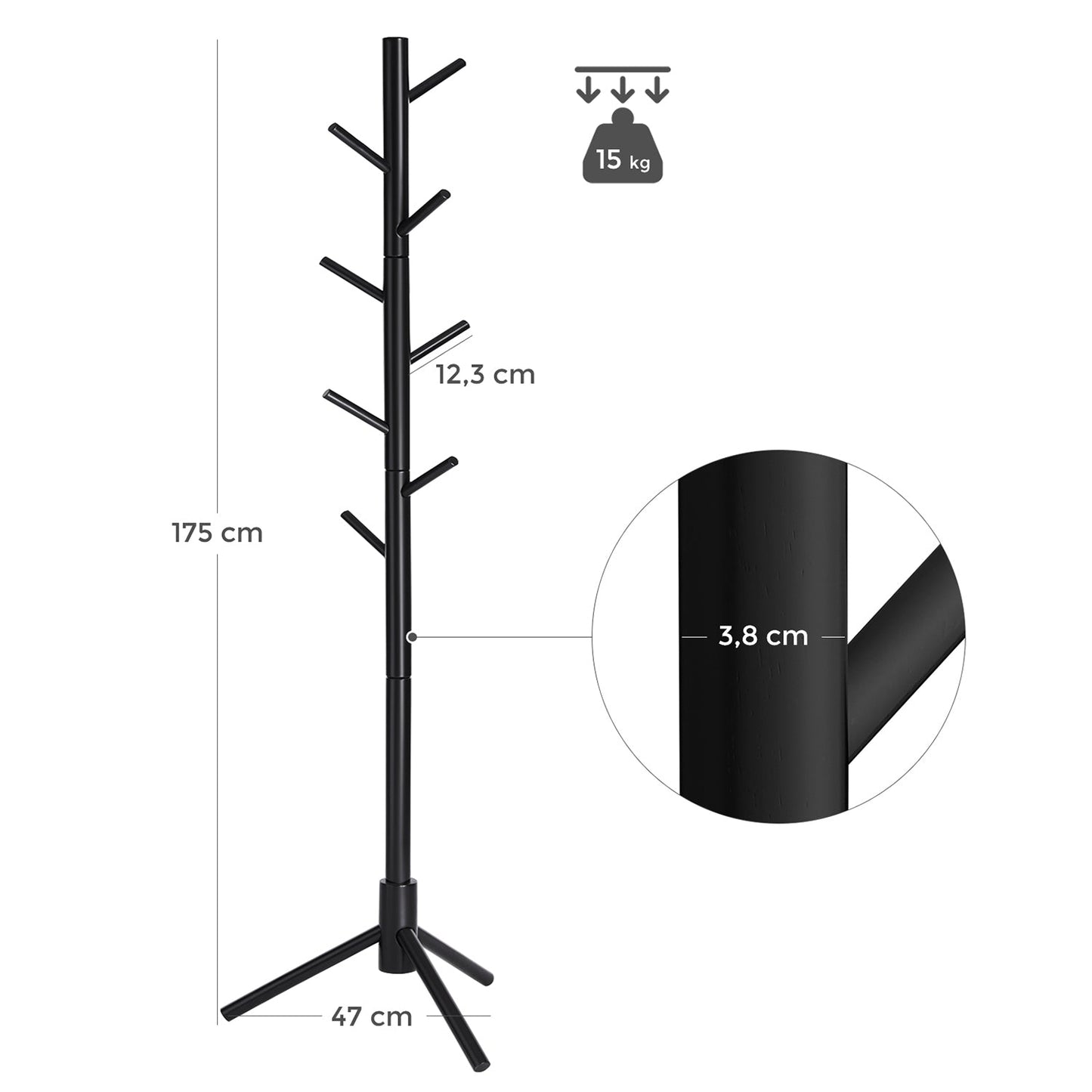 Vasagle, attaccapanni per terra, stand nero, 2
