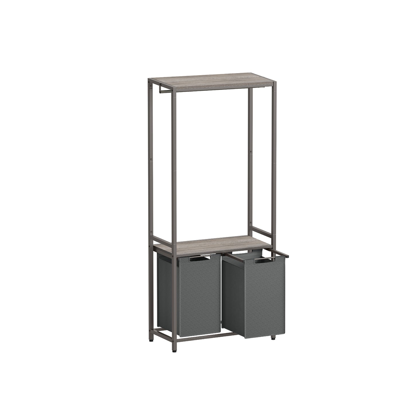 Vasagle, Mobile Portabiancheria, Mobiletto Portabiancheria, Portabiancheria Sporca, 2 Ripiani, Barra, 2 Sacchi, 8