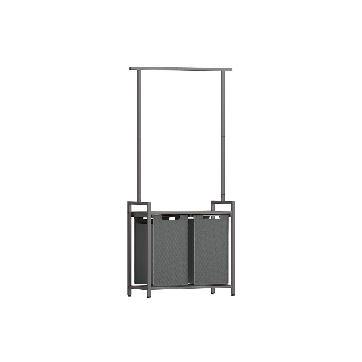 Vasagle, Portabiancheria, Cesto biancheria Doppio, Porta Biancheria, Barra, Piano, 2 Sacchi, Mobiletto Portabiancheria, 8