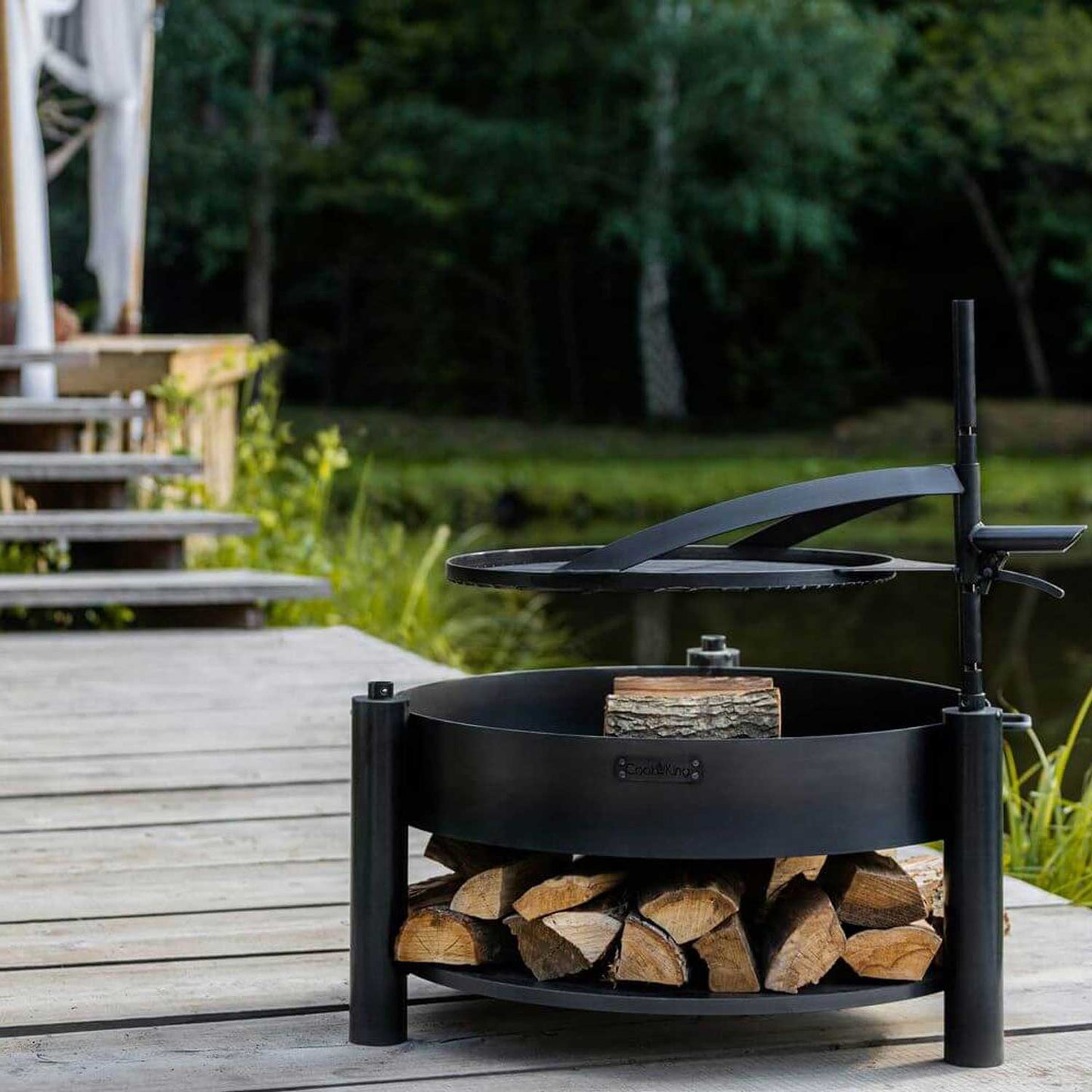 Braciere da giardino Cook King MONTANA X, con griglia multifunzione, braciere, griglia in acciaio, supporto verticale regolabile