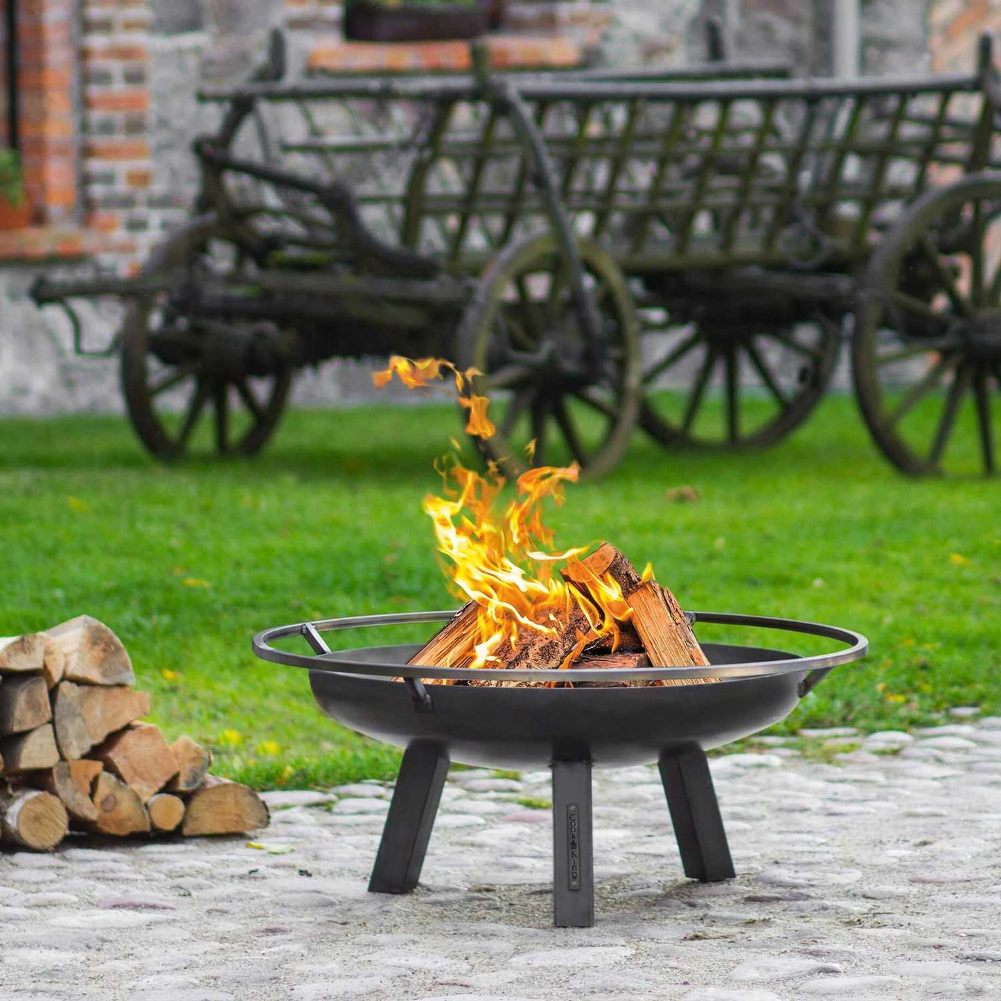 Cook King - bracieri da giardino a legna, in acciaio grezzo, grande ciotola, braciere da terrazzo