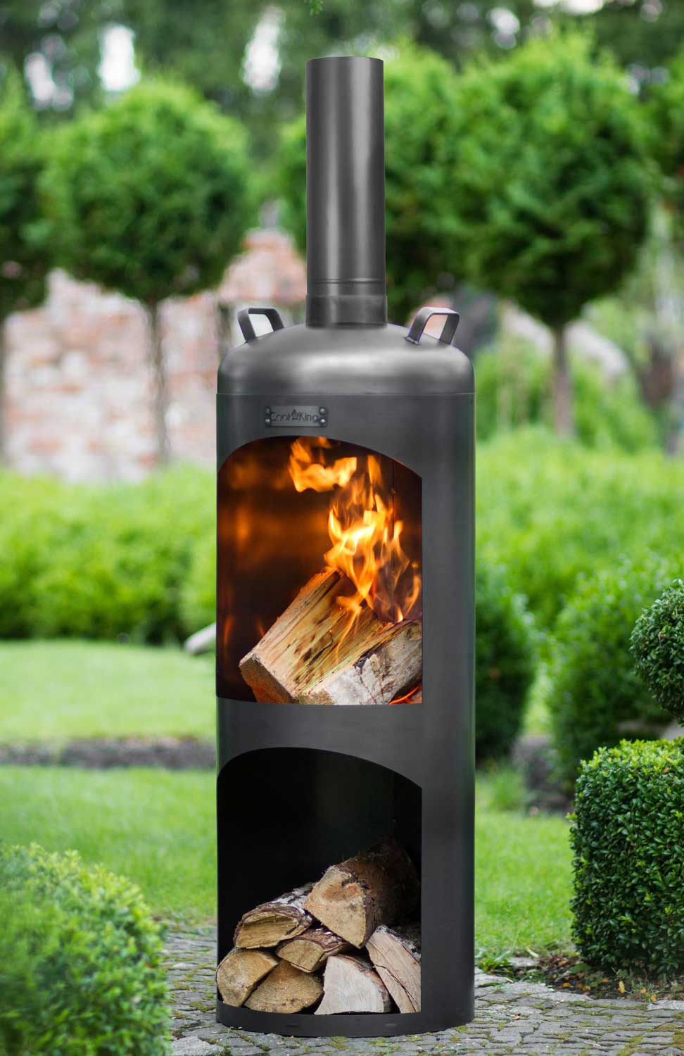 Camino esterno, Finitura di qualità, made in Europe. Camino giardino, Robusta lamiera, Camino barbecue, Cook King