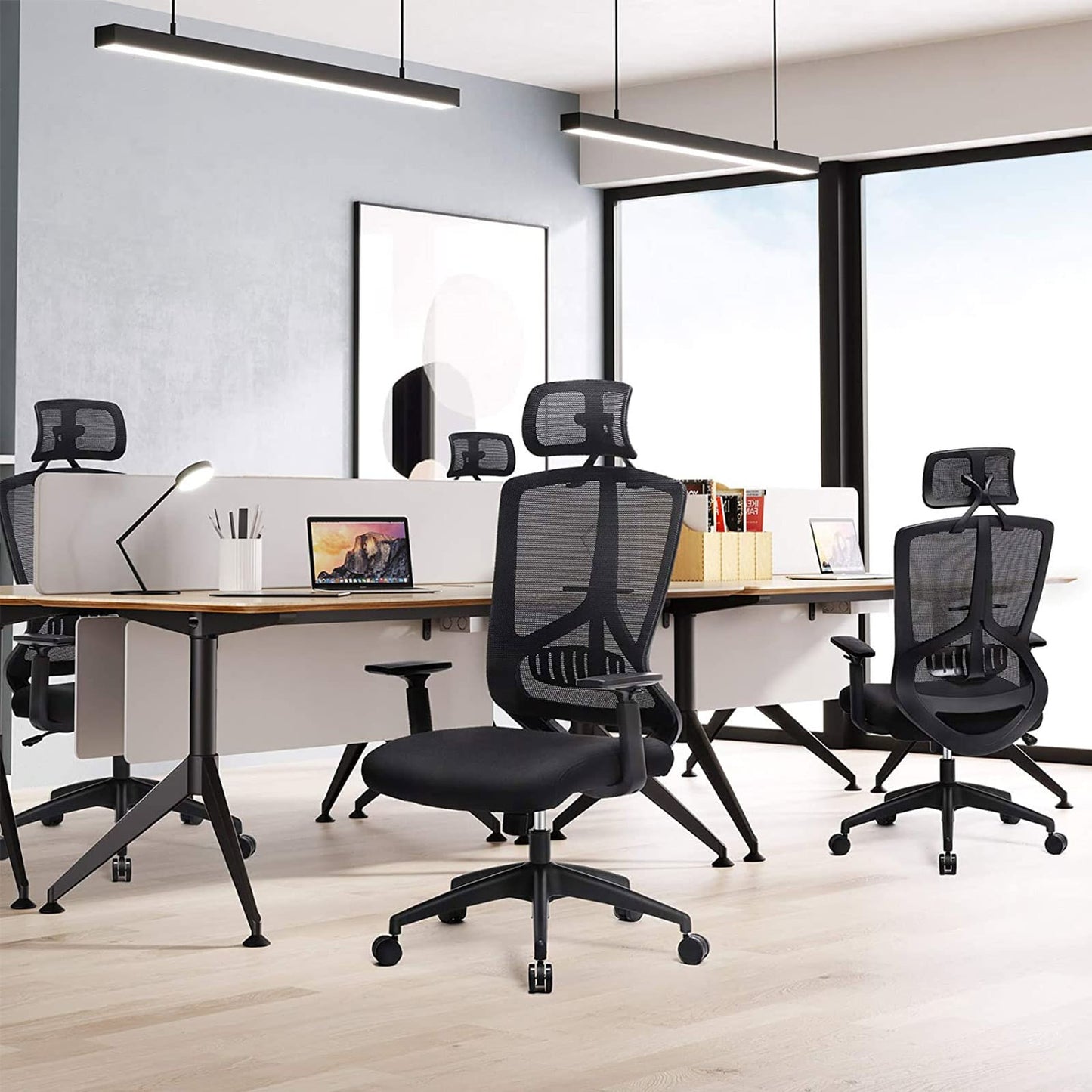 Sedia da Ufficio in Rete, Braccioli Regolabili in Altezza, Poltrona Ergonomica, SONGMICS