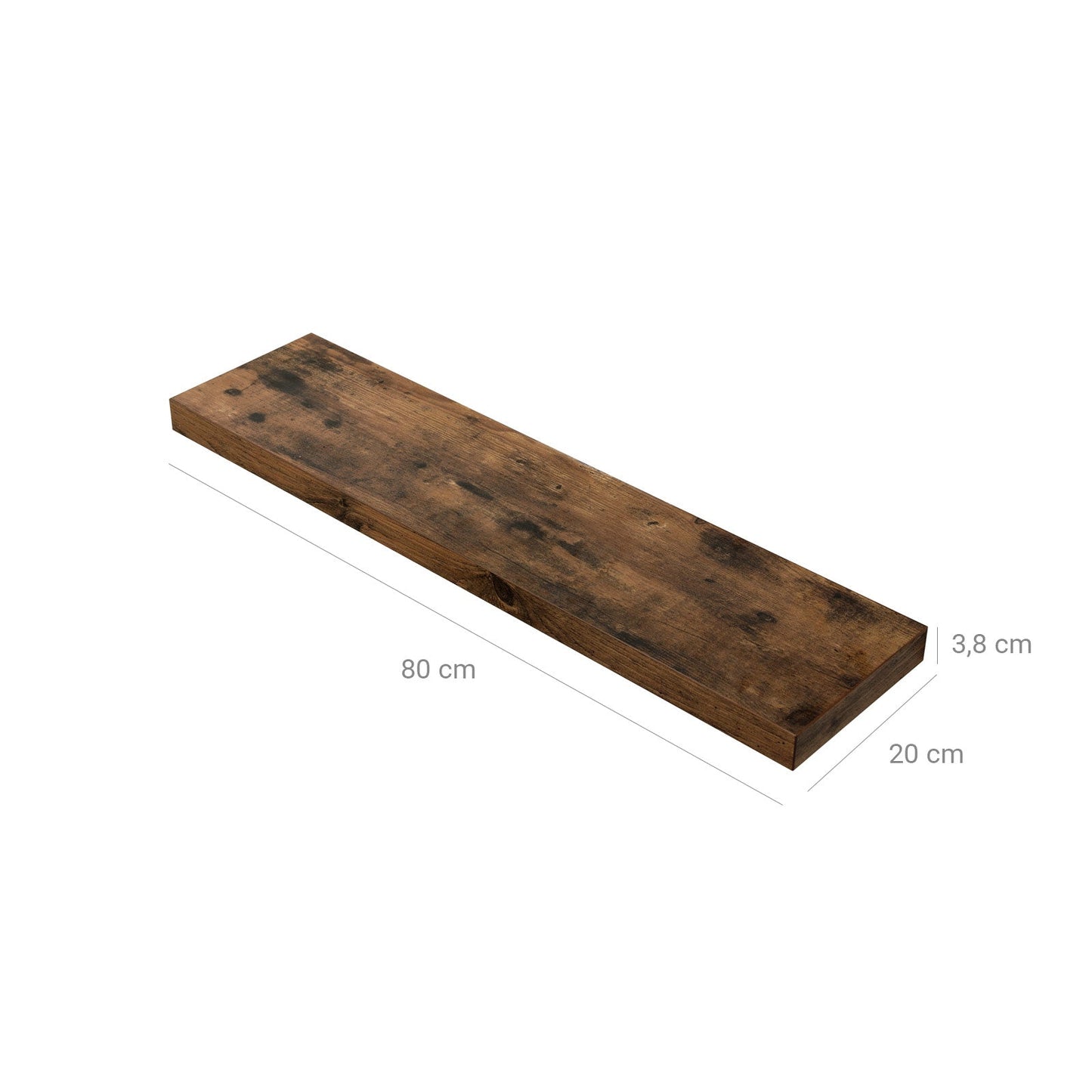 VASAGLE - Mensola da Muro, Mensola da Parete, 80 x 20 x3,8 cm, Mensole Portaoggetti in MDF, Marrone