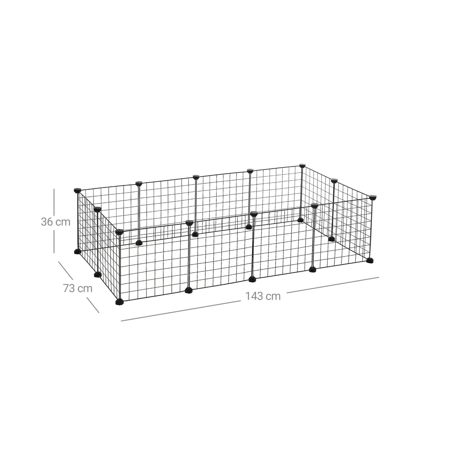 Recinto per conigli, Recinto Personalizzabile per Animali, A36xL143xP73 cm - SONGMICS